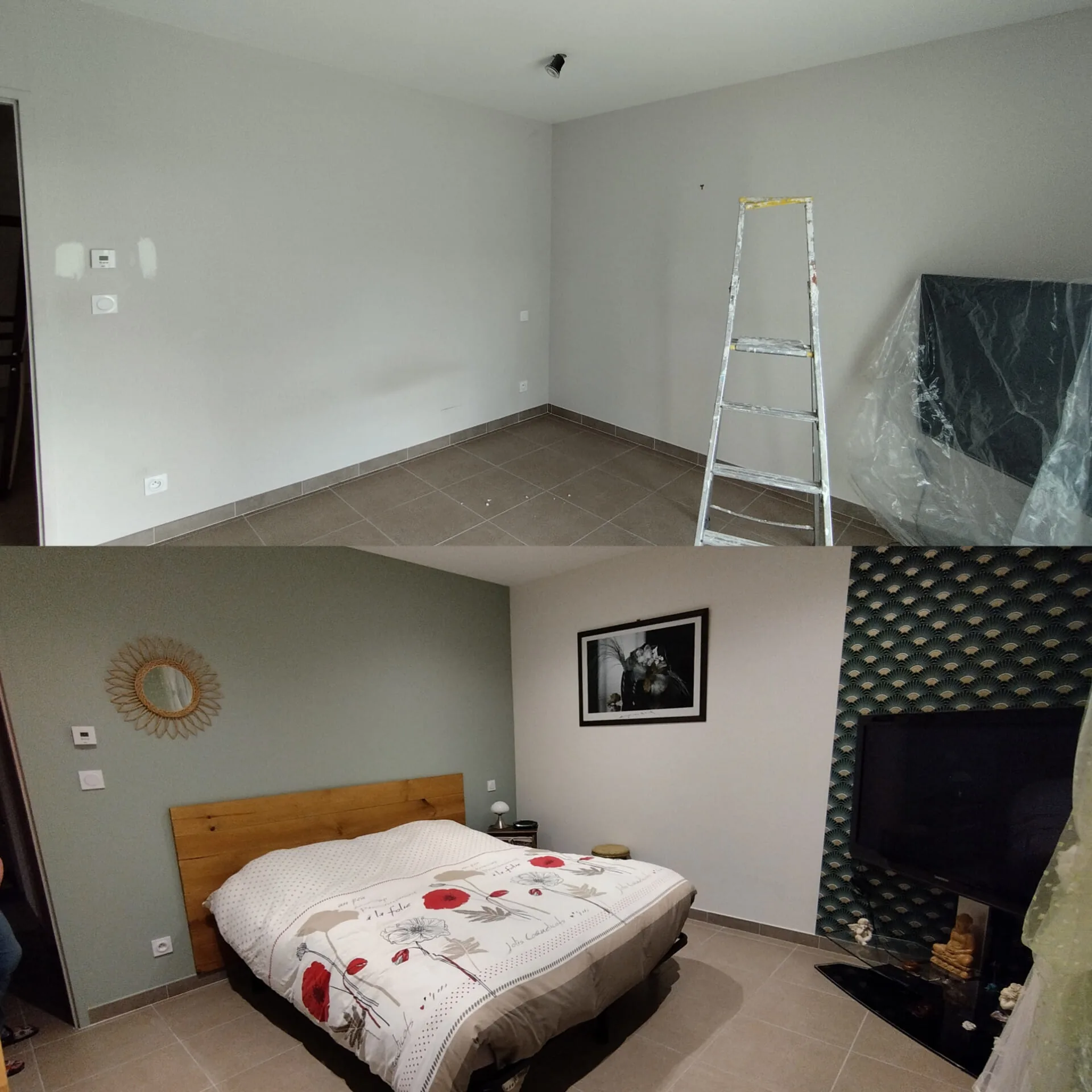 Peinture, tête de lit et papier peint — Bricol' Girl